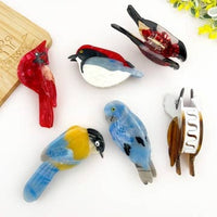 Red Blue Tit Bird Hair Clip