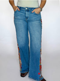 Autumn Embroidered MR Wide Leg Jeans