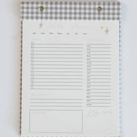 Daily Planner Notepad-Green Gingham