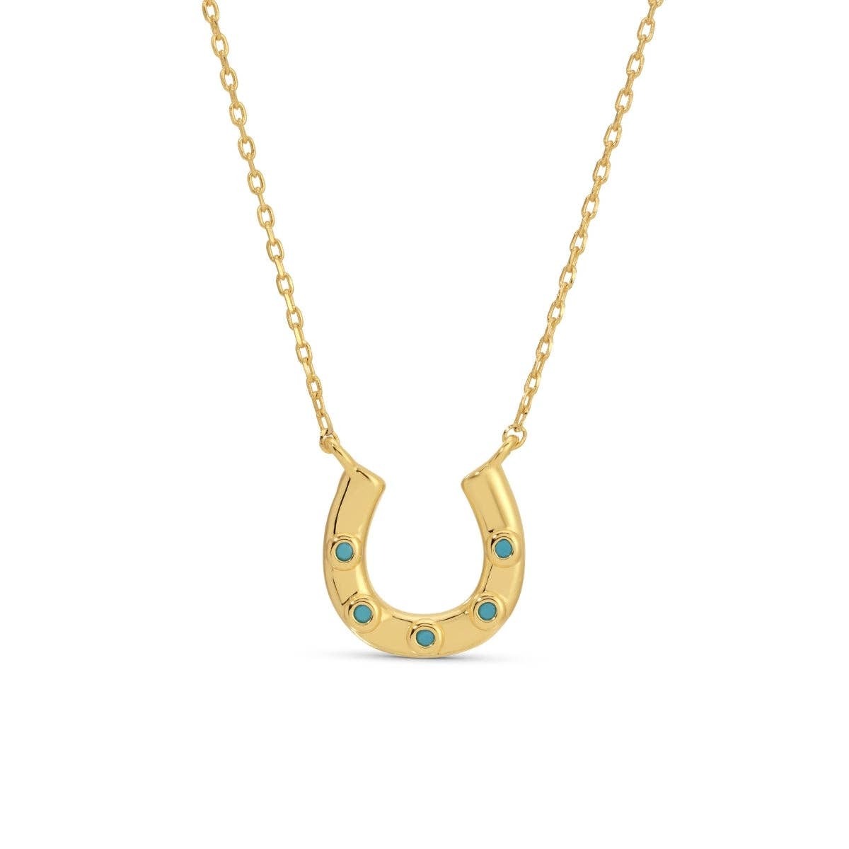 Horseshoe Pendant with Light Blue Accents
