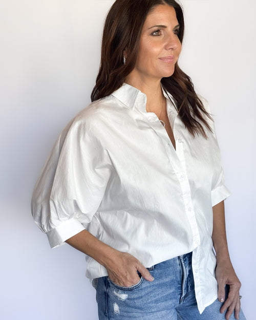 Luna Button Up Puff Sleeve Top