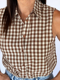 Mustang Gingham Sleeveless Top