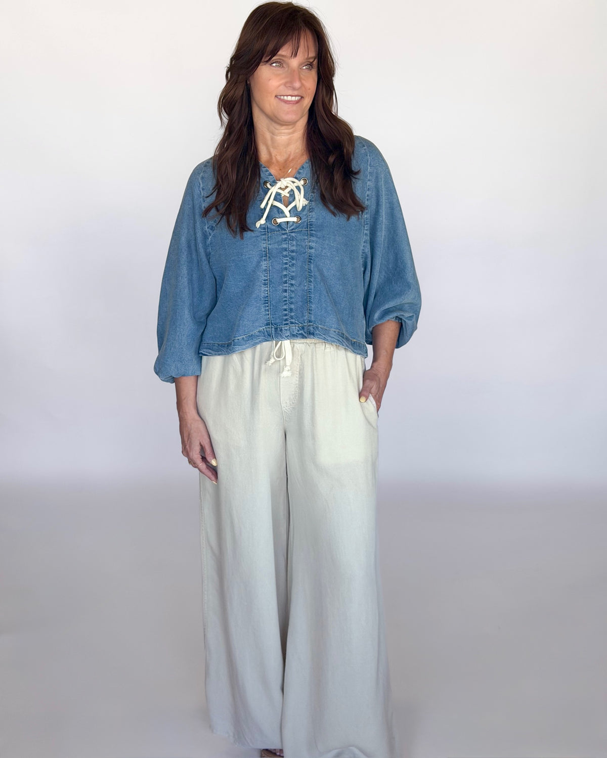 Driftwood Lace-Up Top