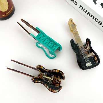 Brown Electric Guitar Hair Clip