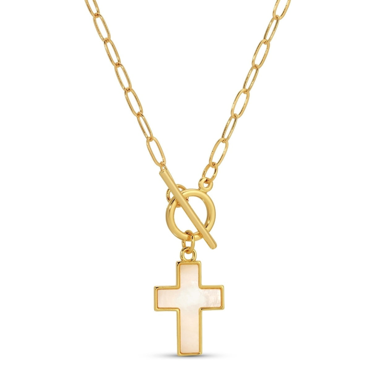 Shell Cross Toggle Necklace