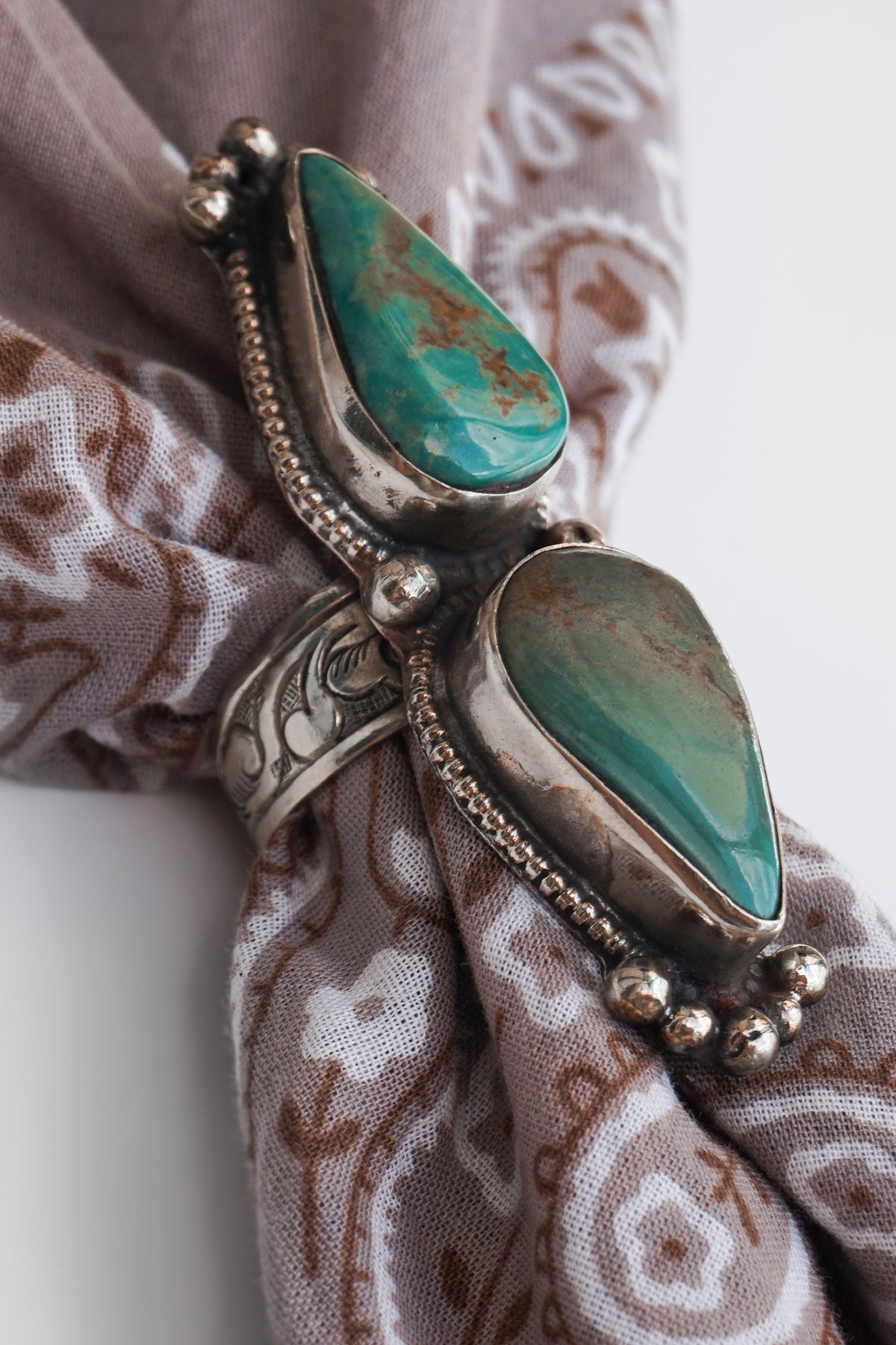 Turquoise Double Teardrop Scarf Ring