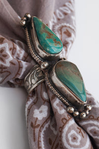 Turquoise Double Teardrop Scarf Ring