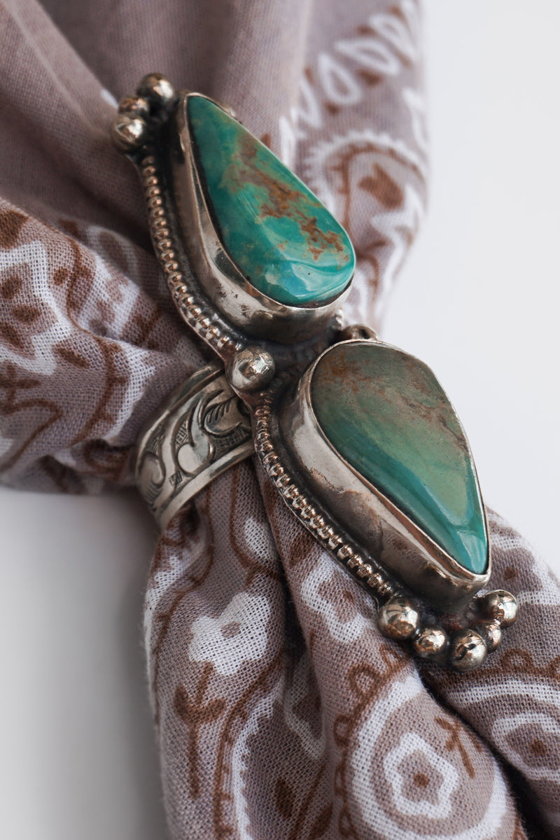 Turquoise Double Teardrop Scarf Ring