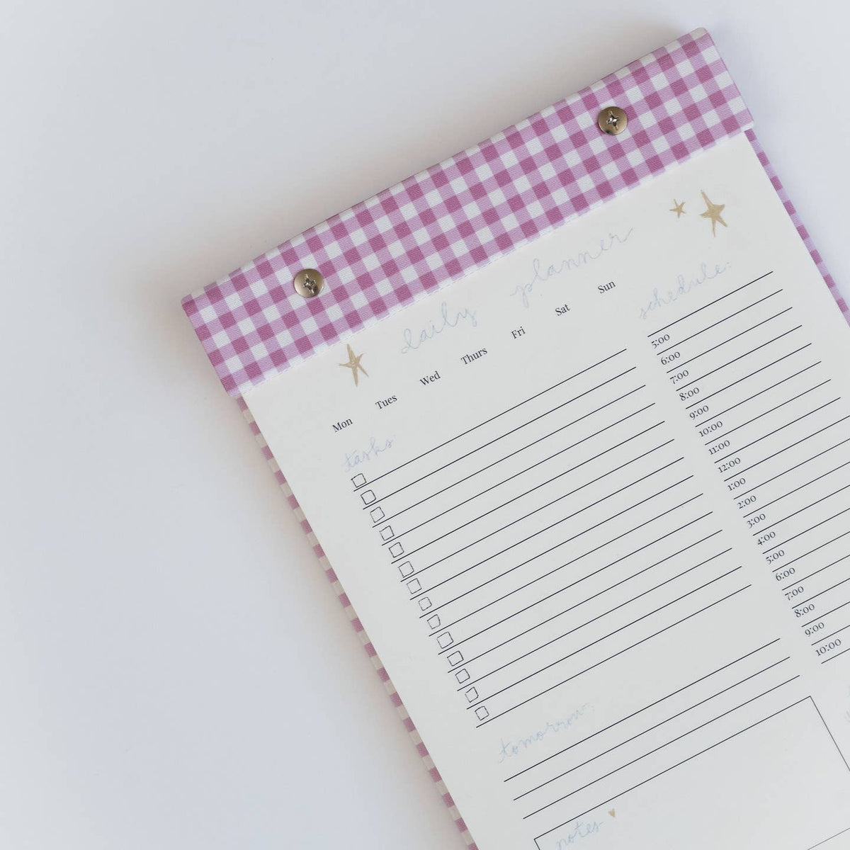 Daily Planner Notepad-Berry Pink Gingham