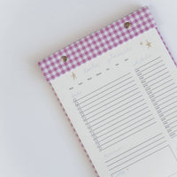 Daily Planner Notepad-Berry Pink Gingham