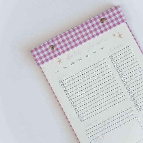 Daily Planner Notepad-Berry Pink Gingham