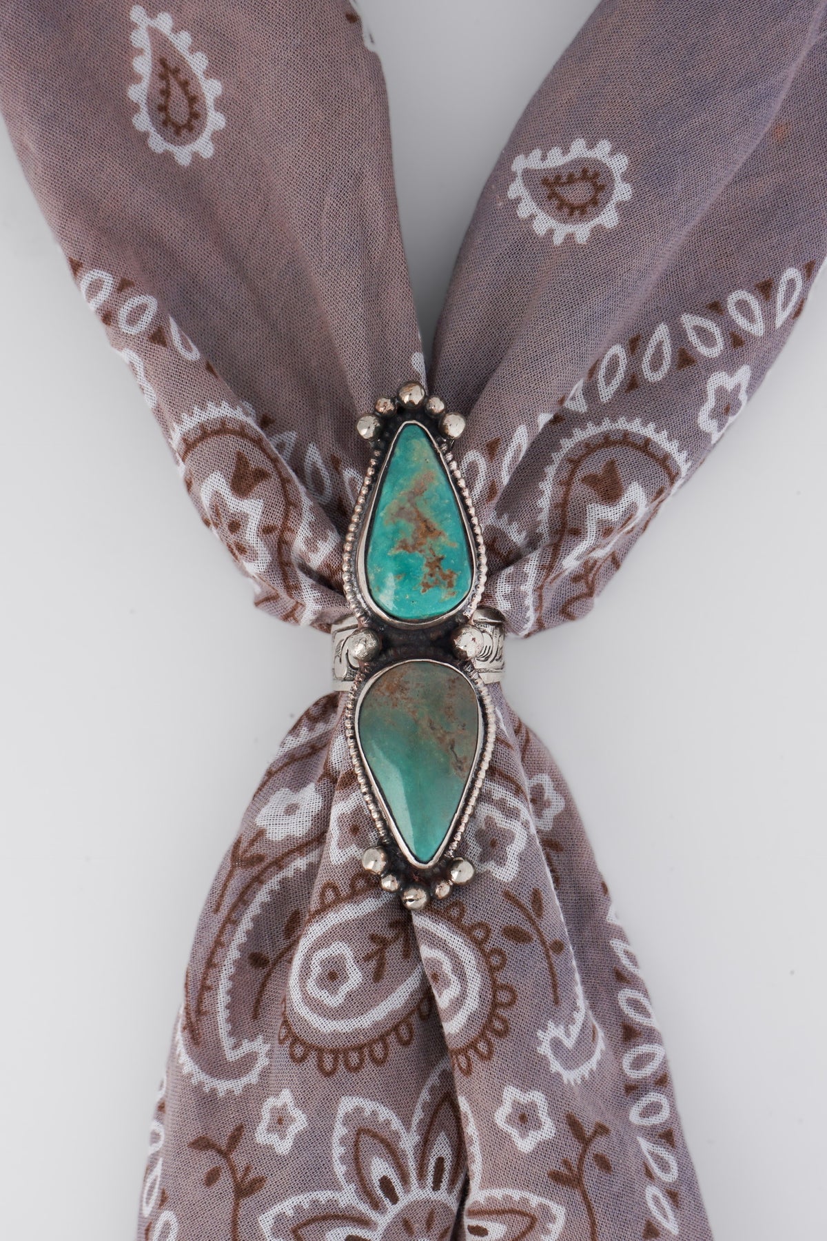 Turquoise Double Teardrop Scarf Ring
