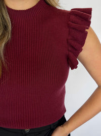 Tiffany Mockneck Ruffle Sweater Tank