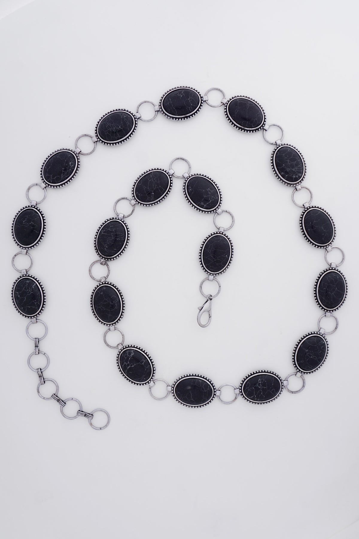 Concho Chain Western Belt-Black Onyx