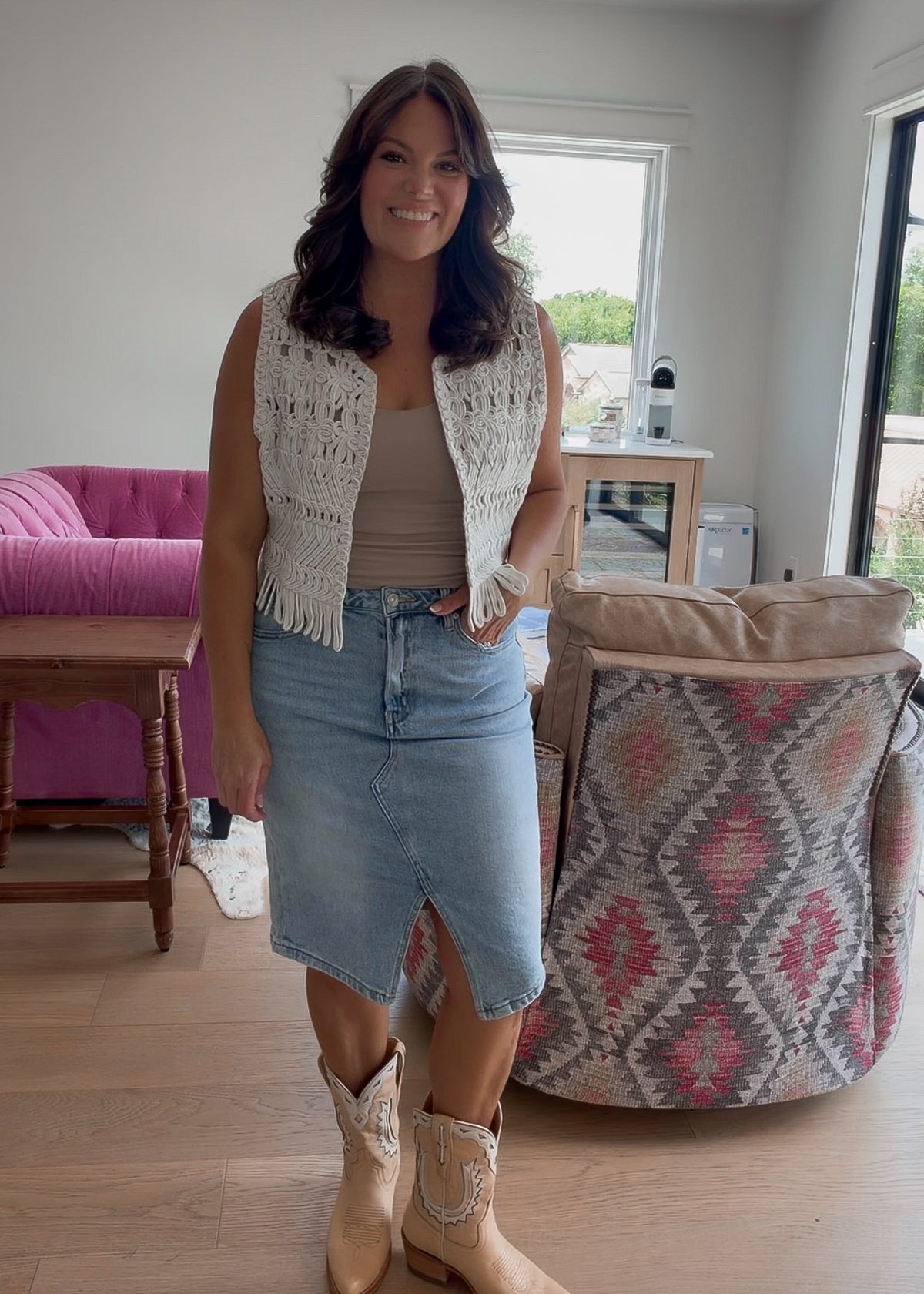 Tara Mid Rise Midi Skirt