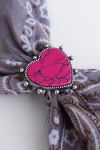 Western Stretch Scarf Slide- Pink Heart