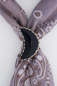 Black Onyx Moon Scarf Ring