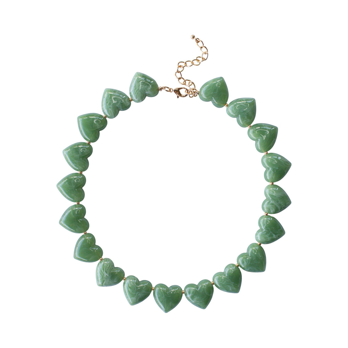 Multi Heart Stone Necklace-Jade