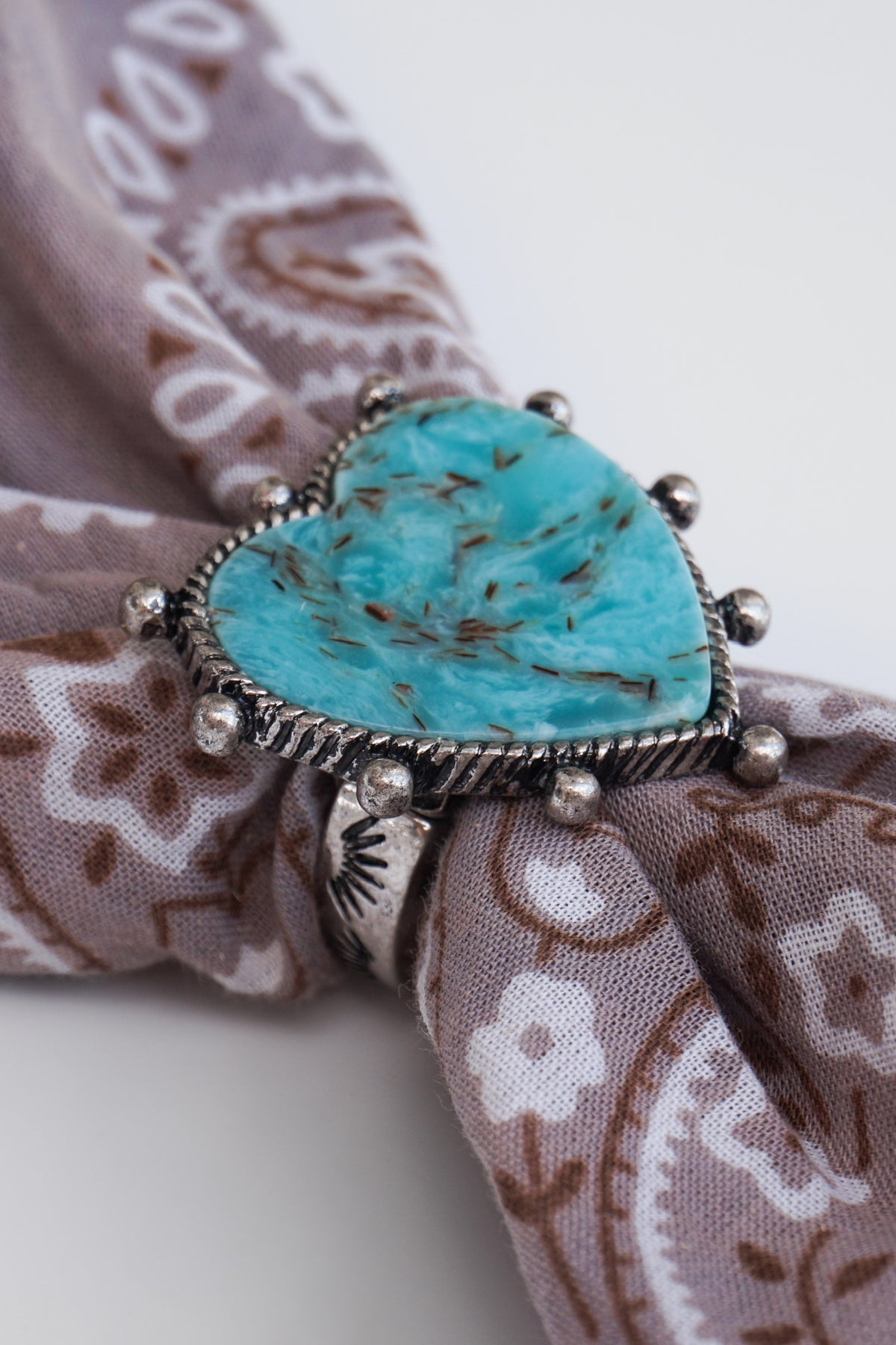 Western Stretch Scarf Slide- Blue Heart