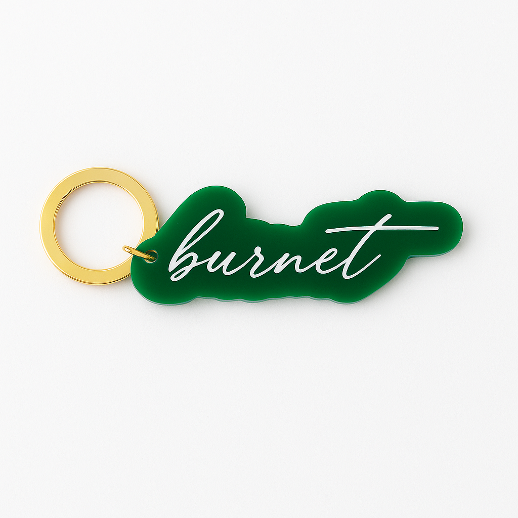 "Burnet" Cursive Keychain