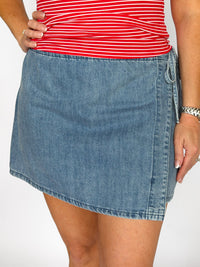 Daisy Denim Wrap Skort