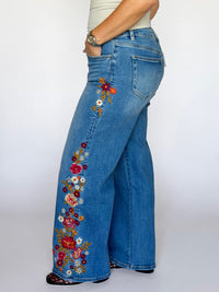 Autumn Embroidered MR Wide Leg Jeans