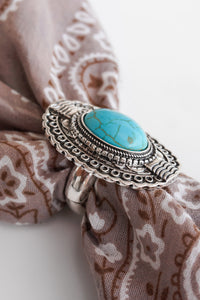 Oval Turquoise Concho Scarf Stretch Ring