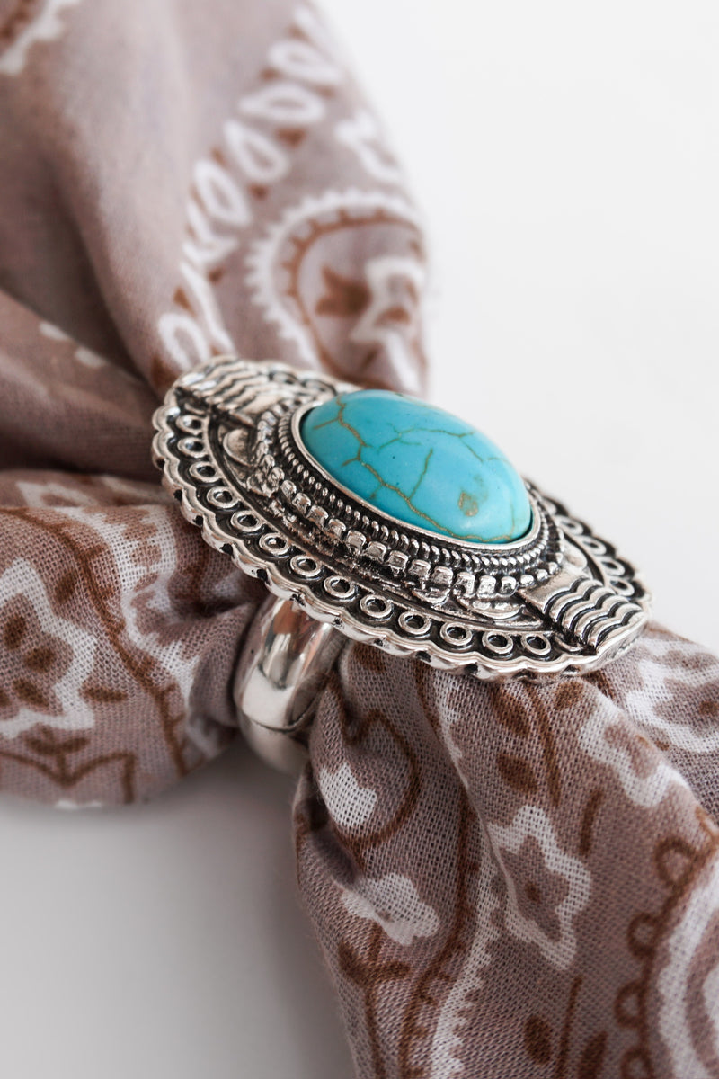 Oval Turquoise Concho Scarf Stretch Ring