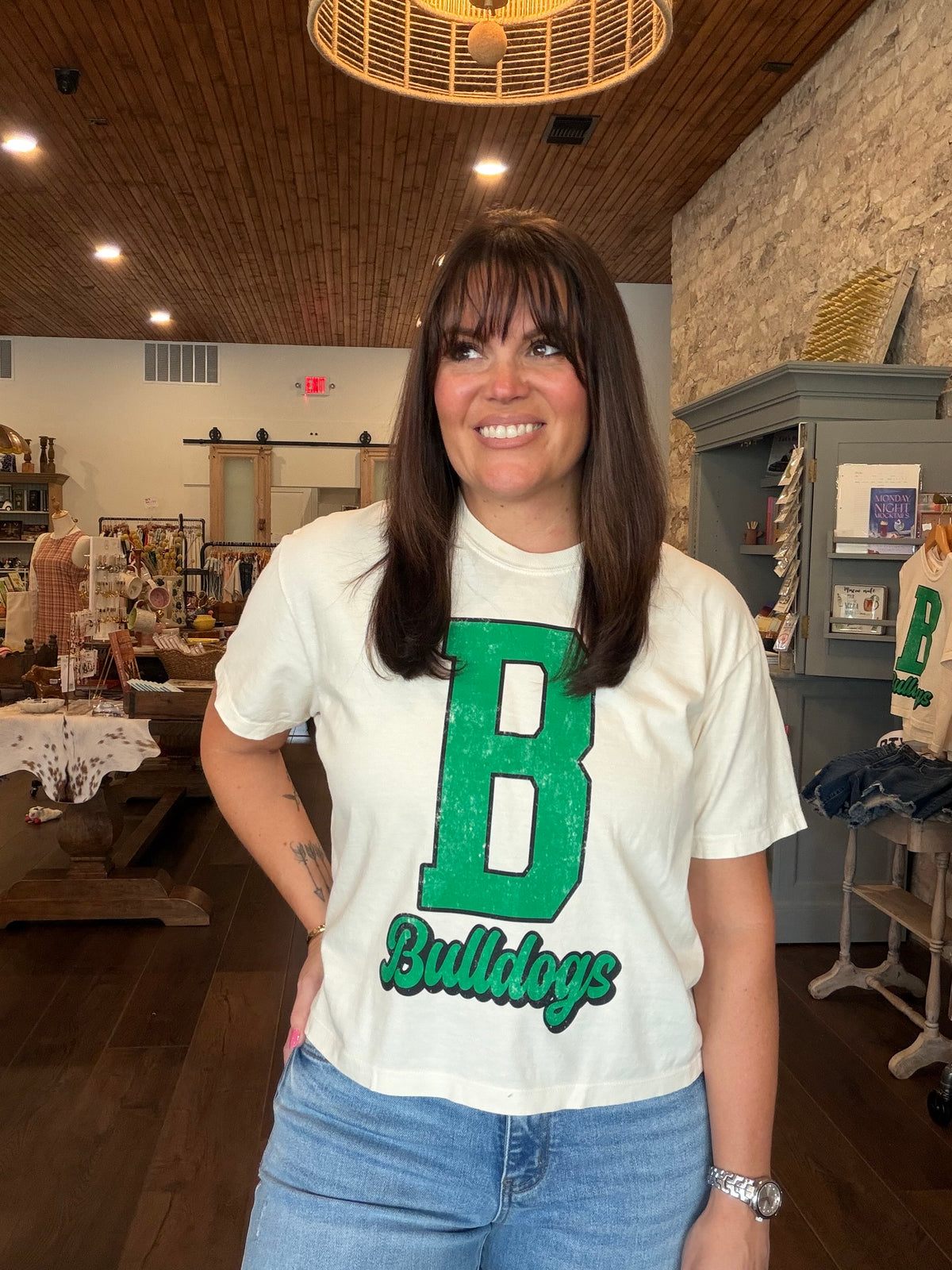Bulldog "B" Cropped Tee