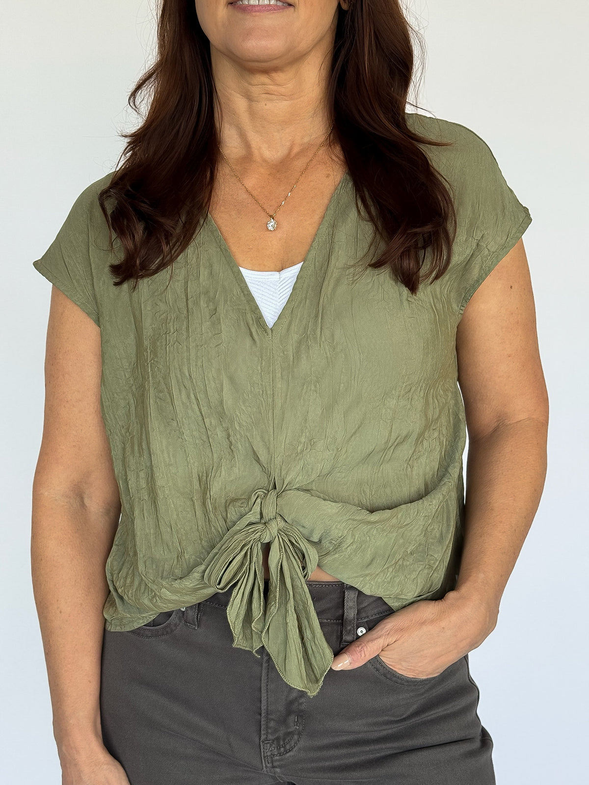 Layla Tie Top - Olive