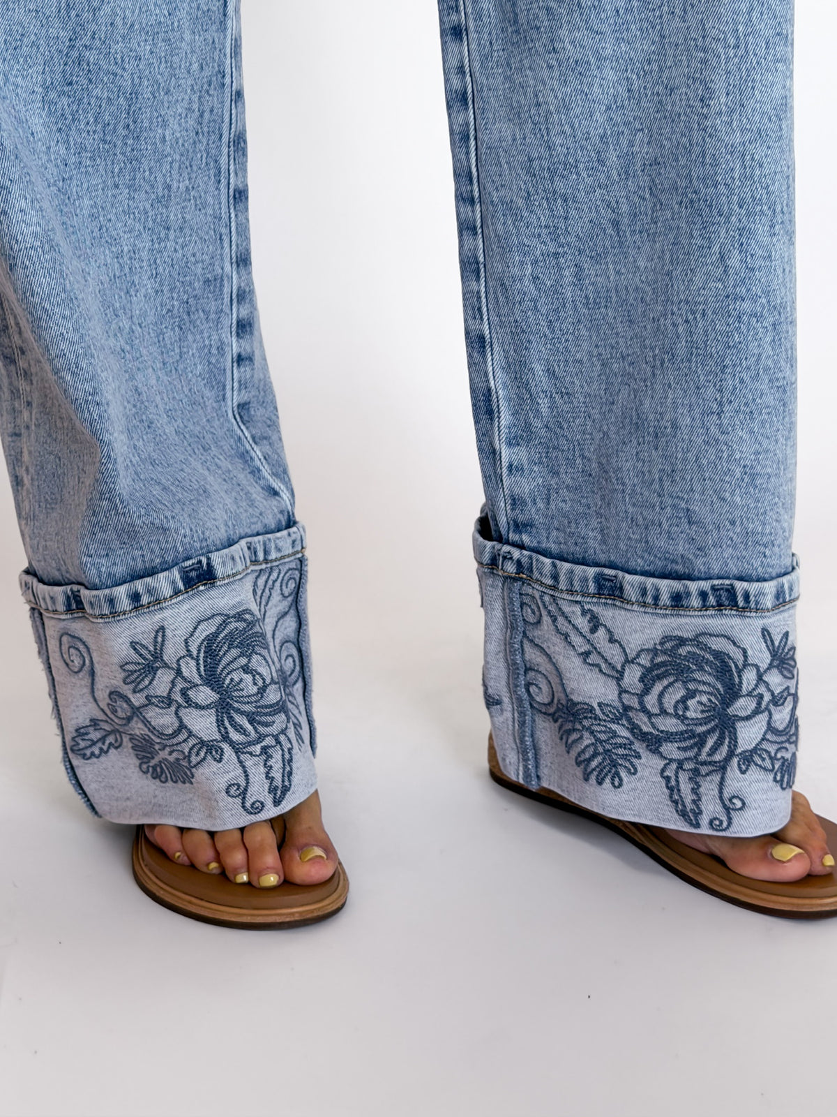 Vintage Petals HR Wide Leg Jeans
