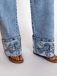 Vintage Petals HR Wide Leg Jeans