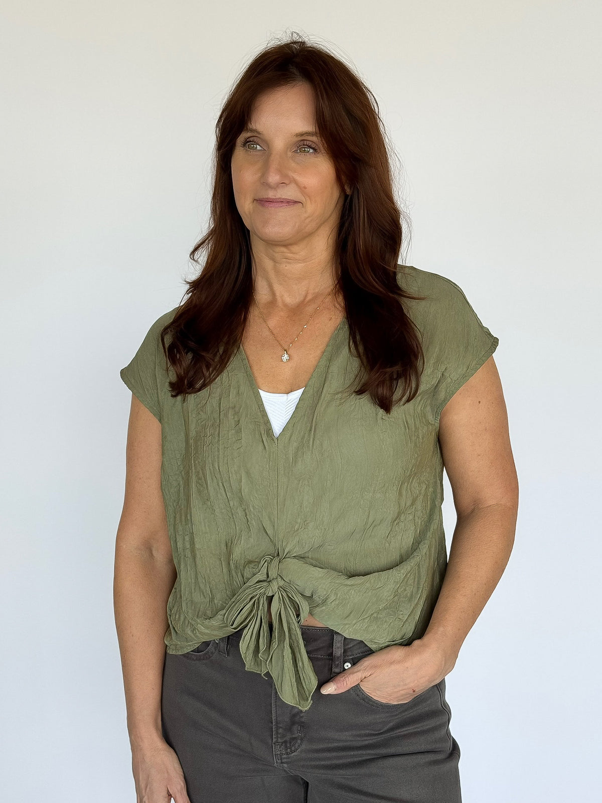 Layla Tie Top - Olive
