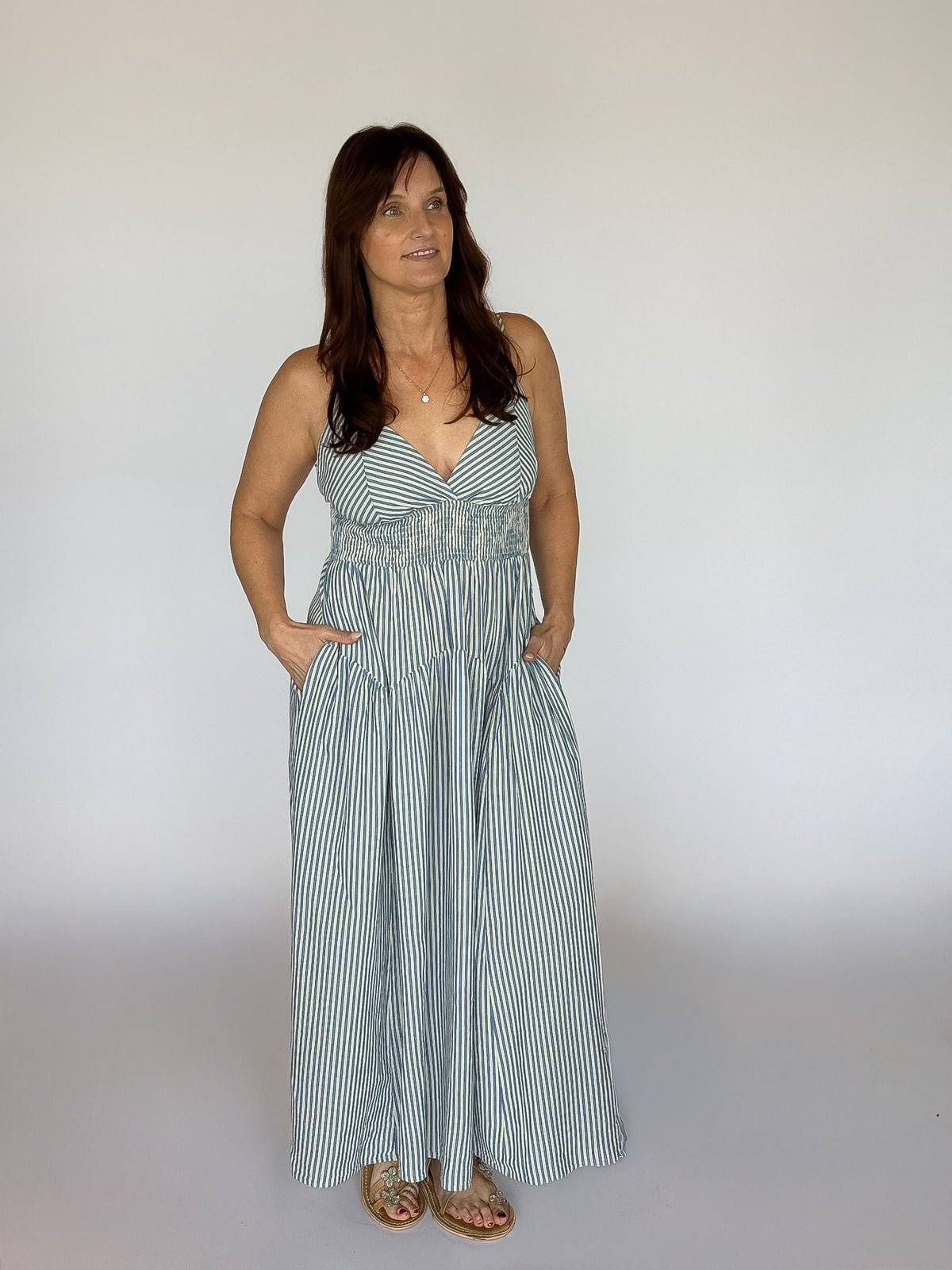 Ian Stripe Midi Dress
