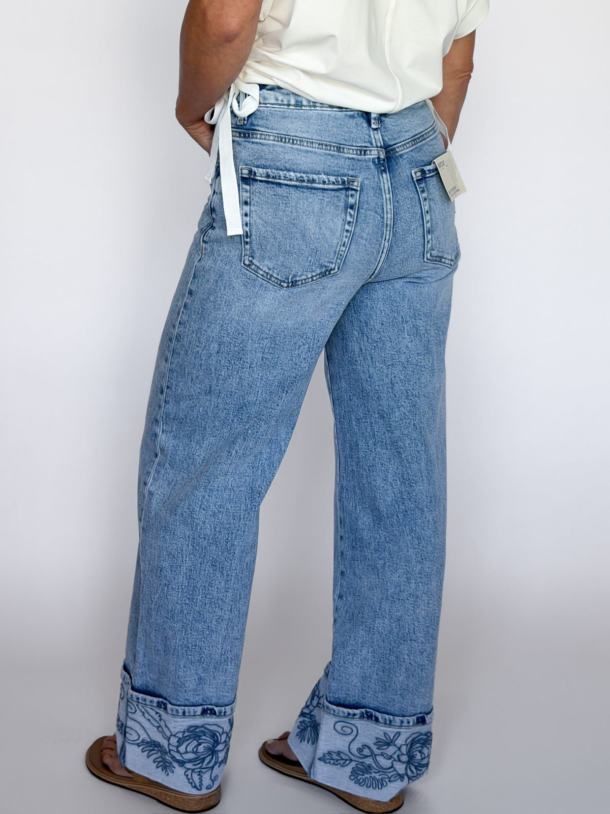 Vintage Petals HR Wide Leg Jeans