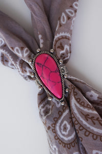 Western Stretch Scarf Slide- Pink Crescent
