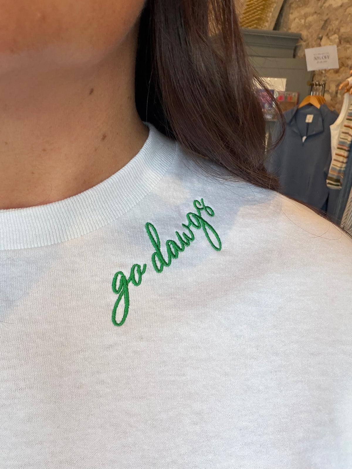 Go Dawgs Embroidered Neckline Tee