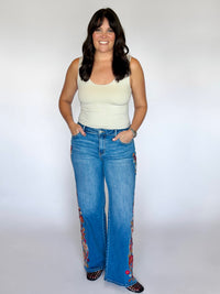 Autumn Embroidered MR Wide Leg Jeans