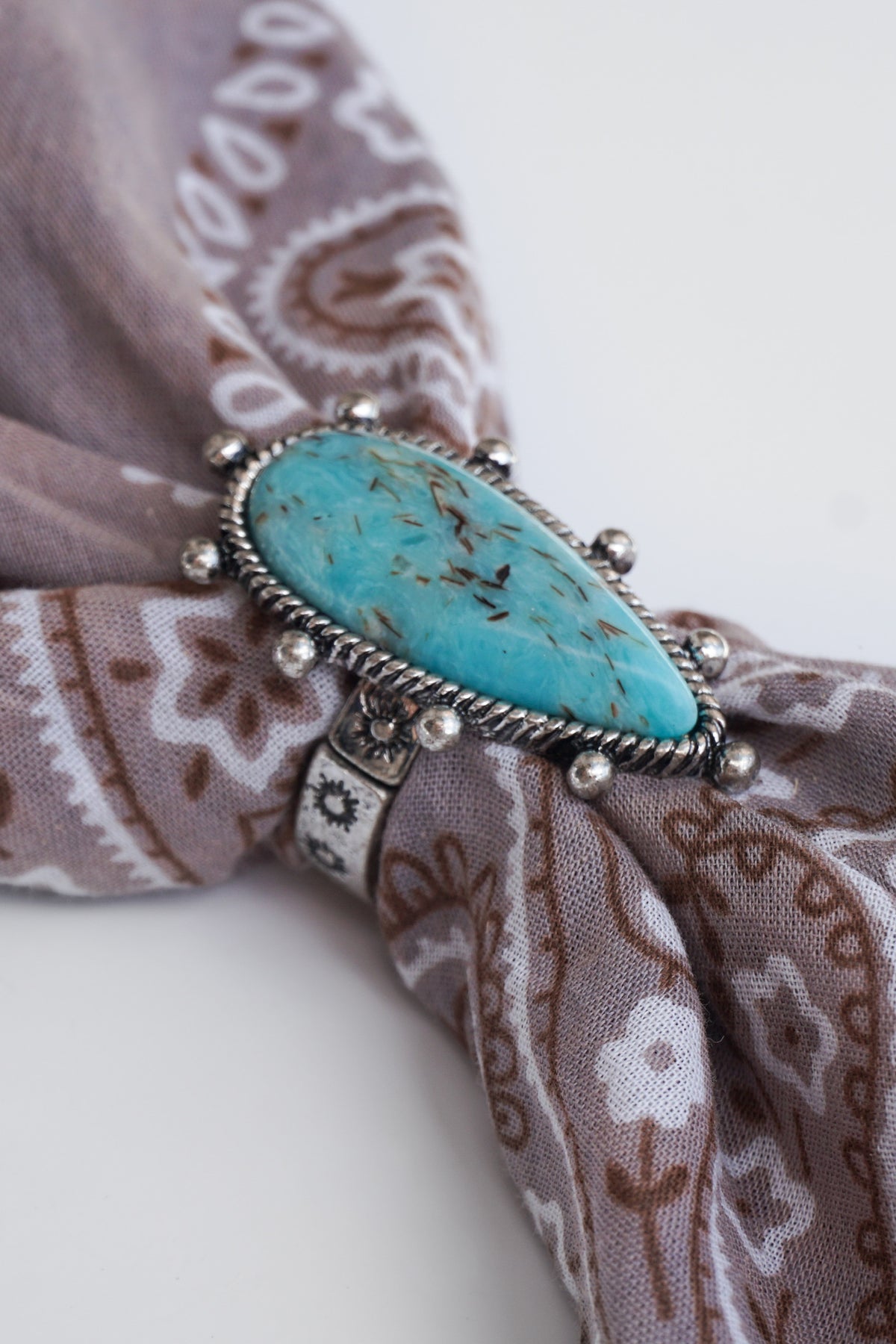 Western Stretch Scarf Slide-Blue Crescent
