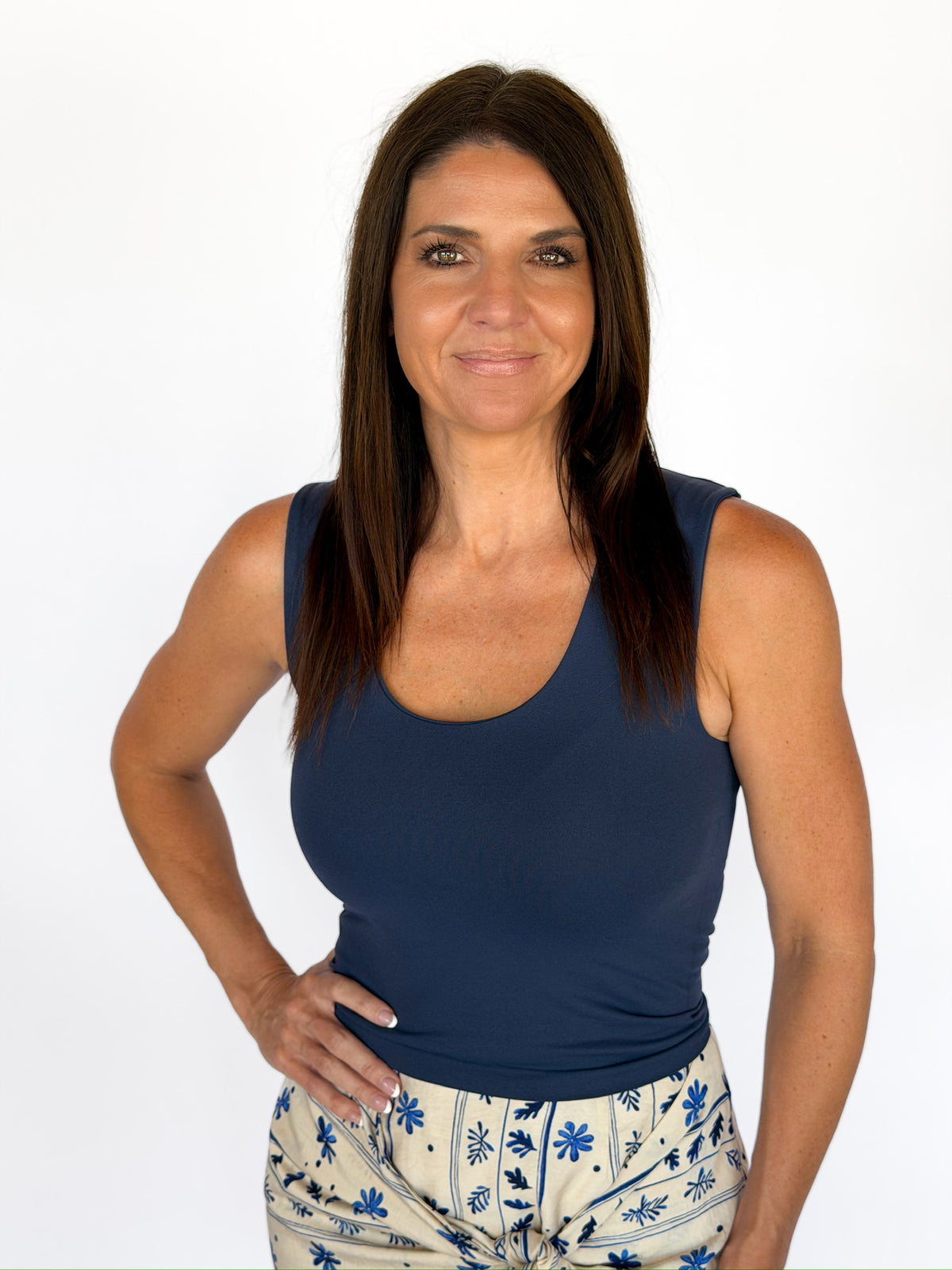Double Layered Full Length Tank - Prussian Blue