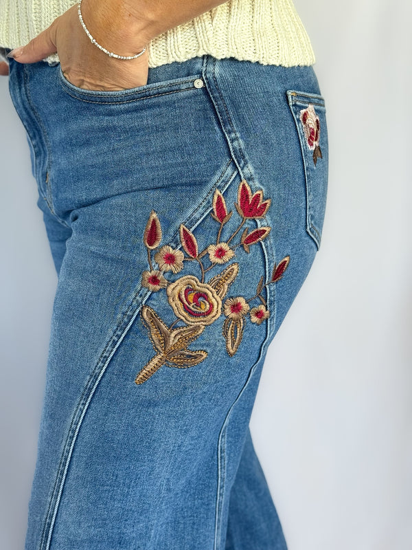 Marigold Harvest Embroidered Jeans