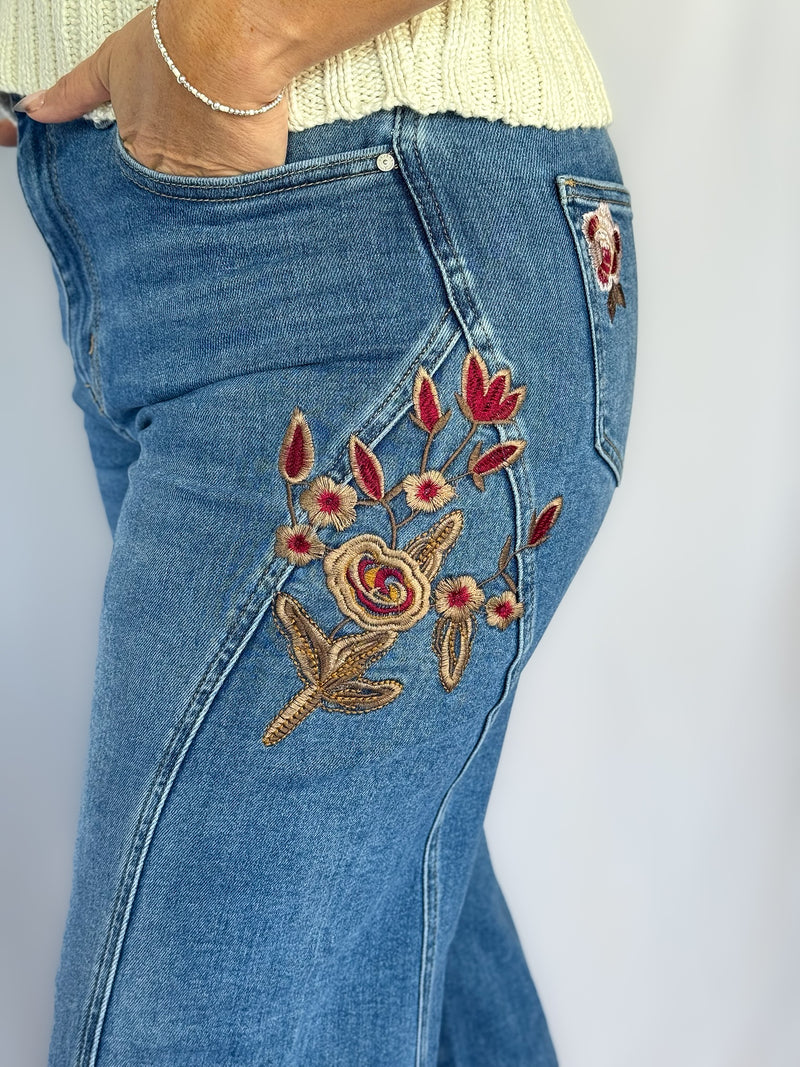 Marigold Harvest Embroidered Jeans