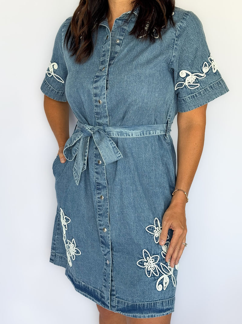 Conway Embroidered Denim Dress