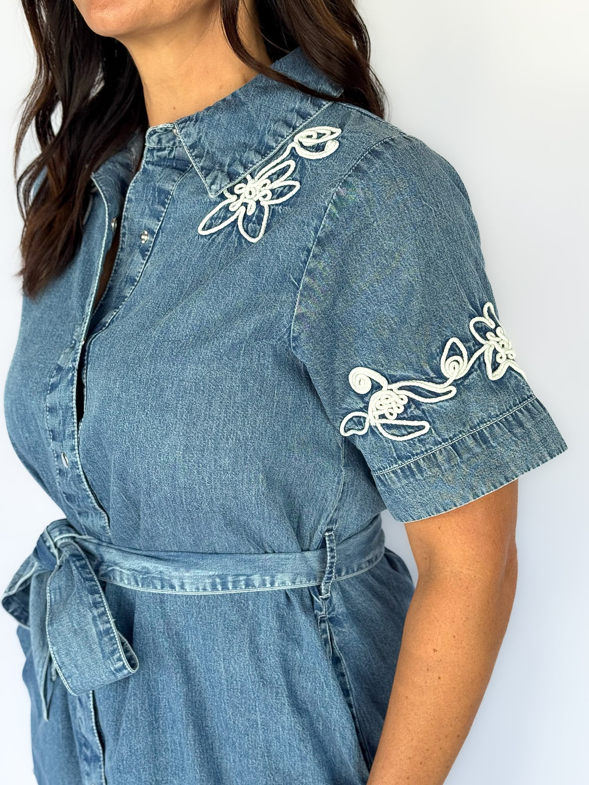 Conway Embroidered Denim Dress