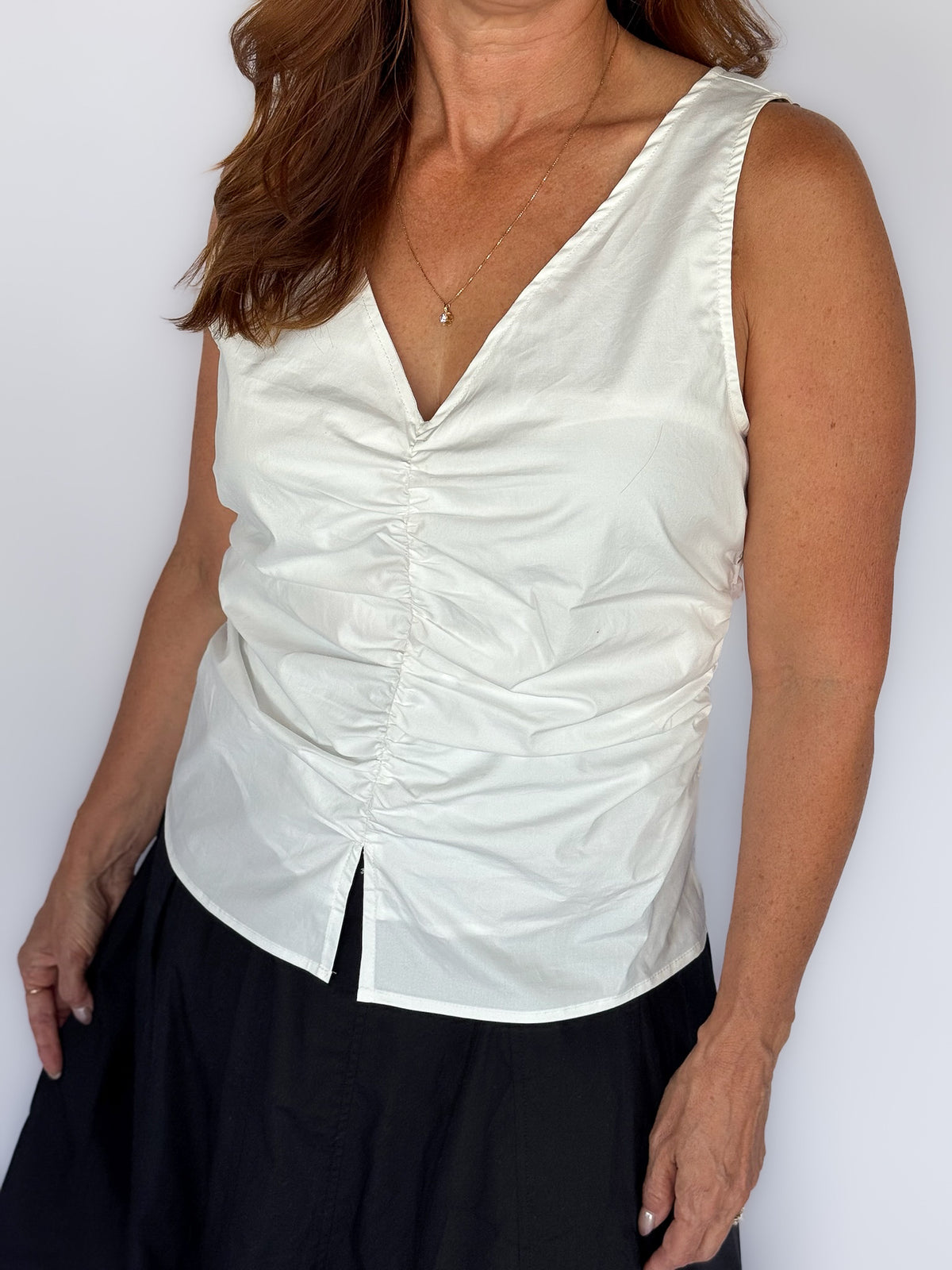 Like Totally Ruched Sleeveless Top