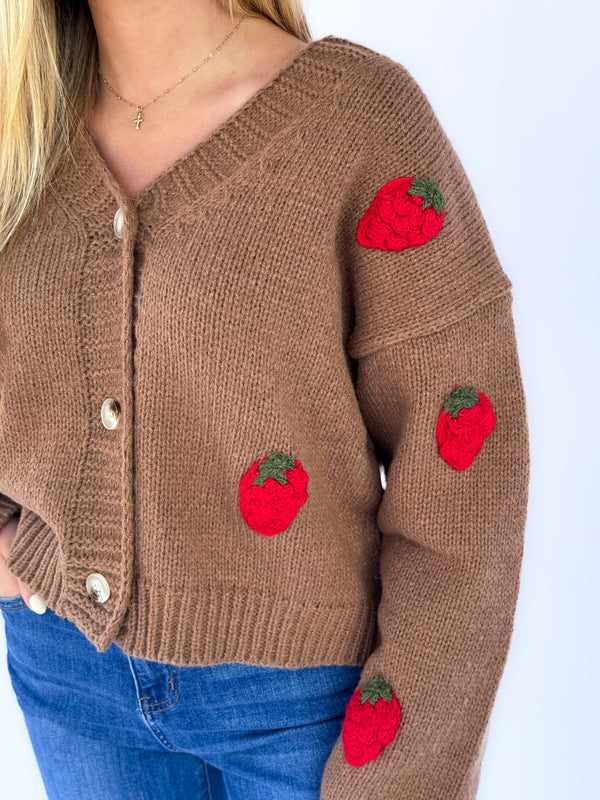Berry Sweet Embroidered Cardigan