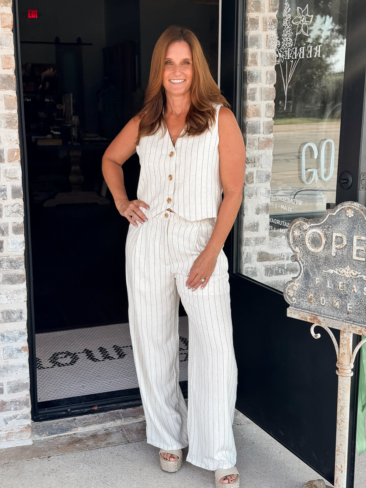 Allena Linen Striped Pants