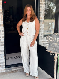 Allena Linen Striped Pants