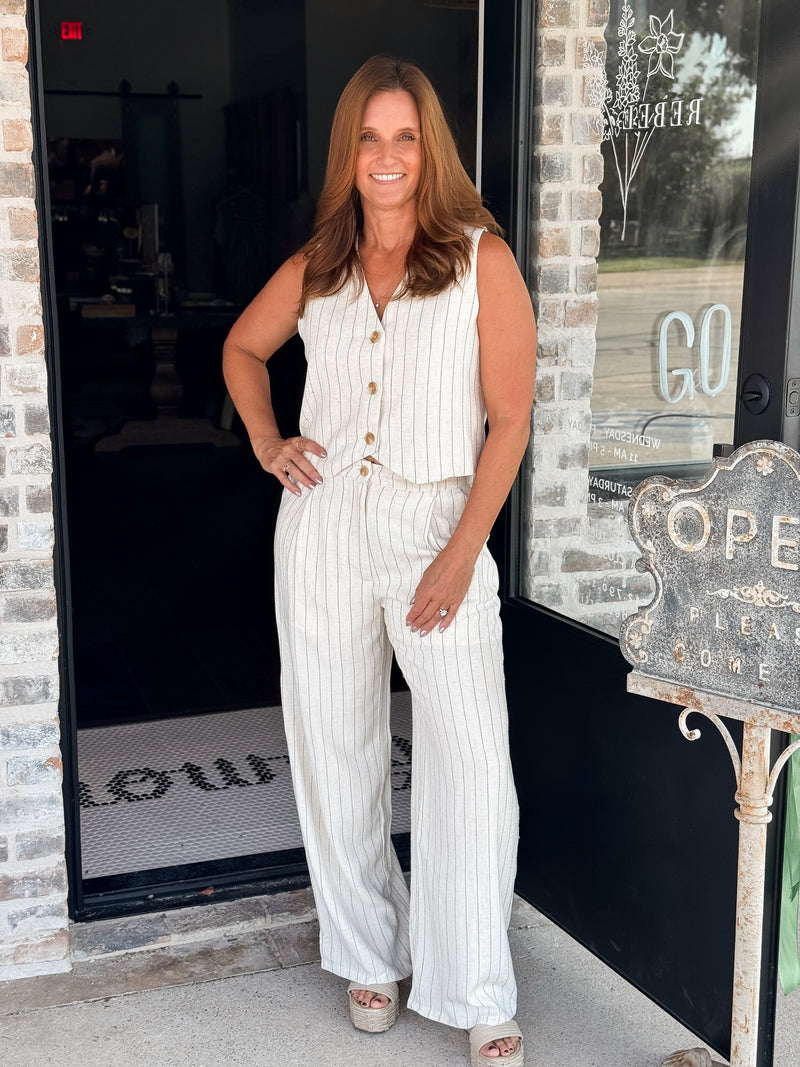Allena Linen Striped Pants