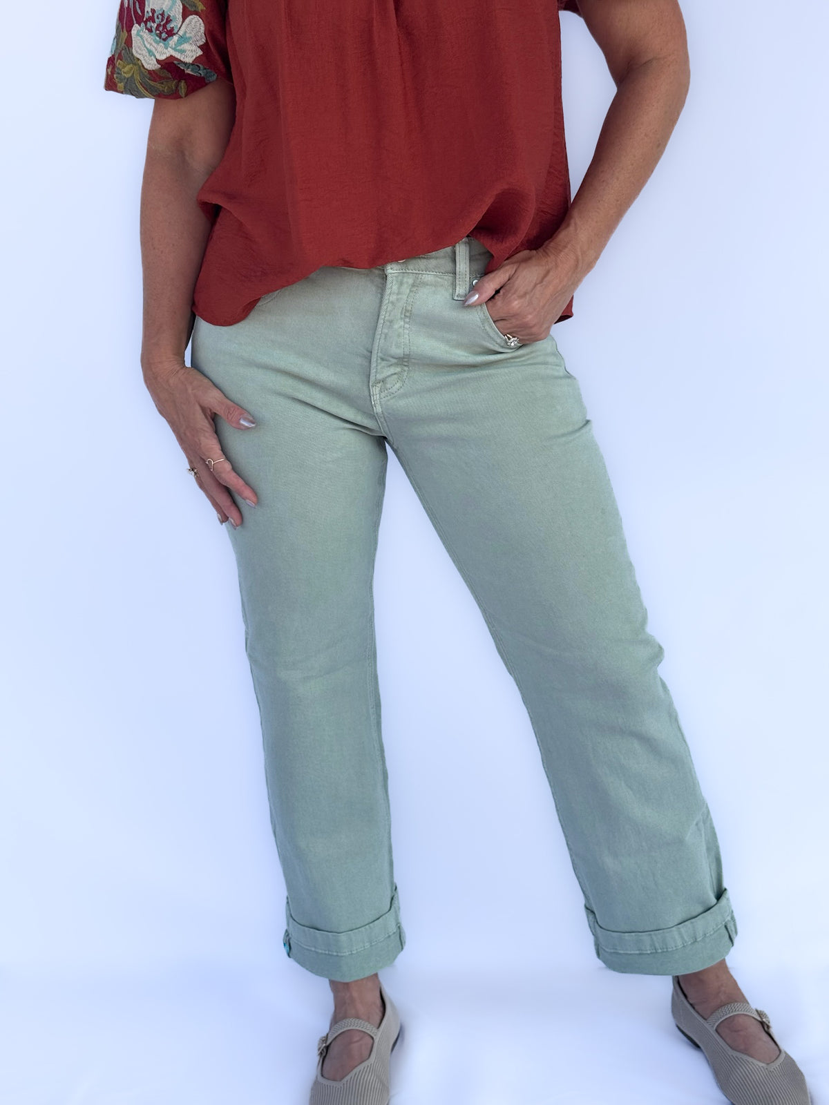 Wasabi Mid Rise Ankle Jeans